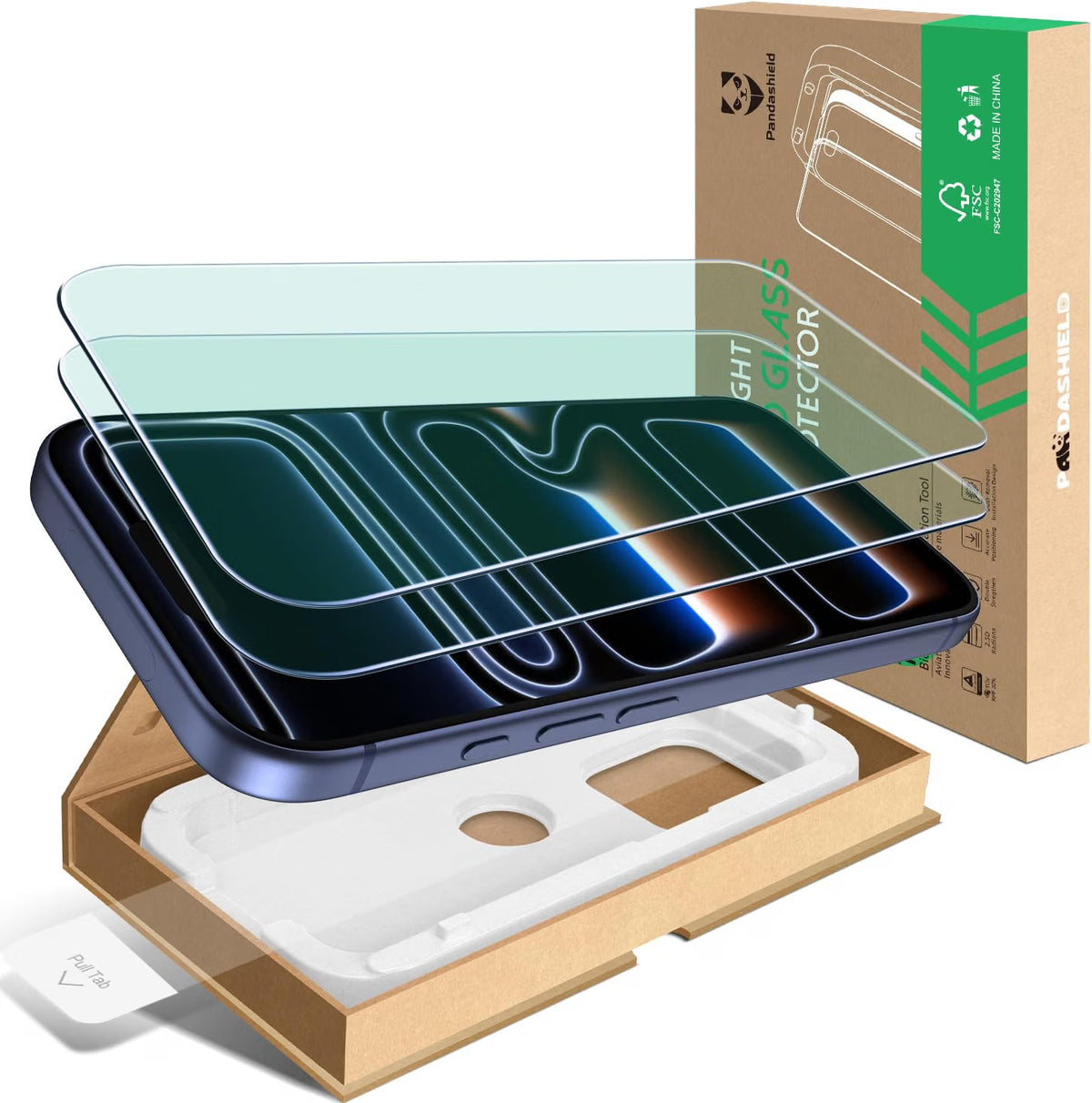 PandaShield 2-Pack for iPhone 12/Pro/Pro Max/Mini Anti-blue Light BLR60 Tempered Glass Screen Protector