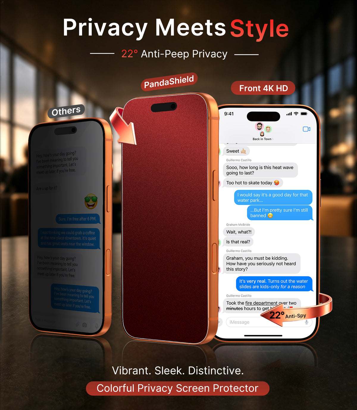 PandaShield 2-Pack Red Privacy Screen Protector for iPhone 17 Pro/Pro Max/E